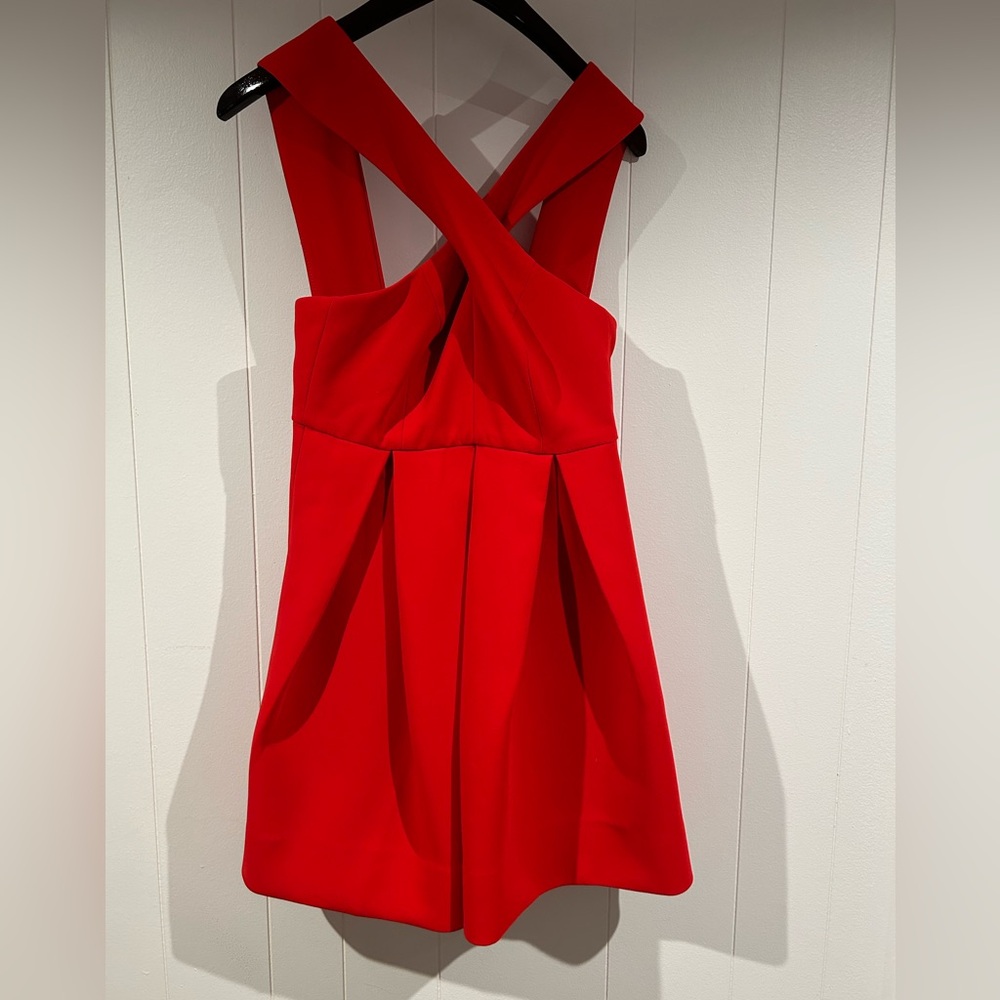 Red Crossed Neckline Dress!